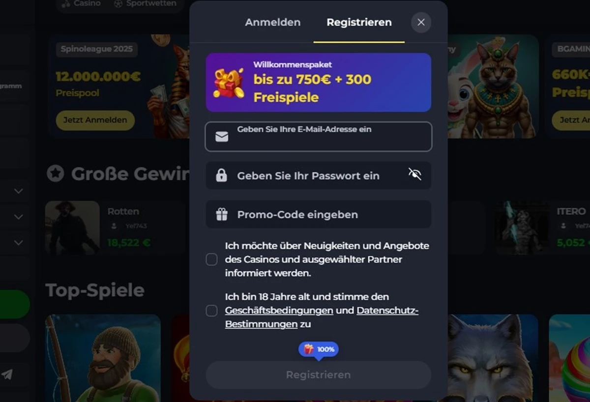Registriere dich und verifiziere deine Identität